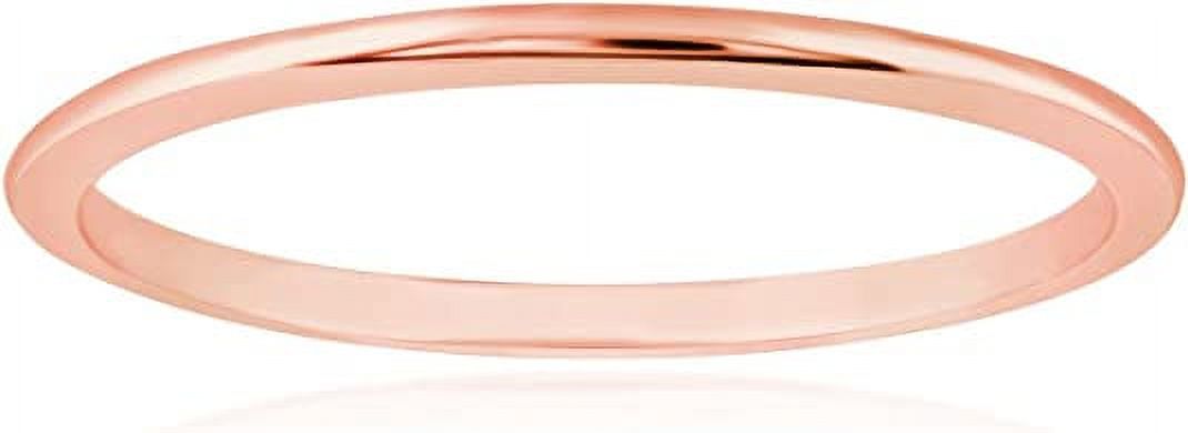 Solid 14k Gold Wedding Band Ring for Women in Rose Gold 1mm Thin Stacking Band in Size 7 by MAX + STONE